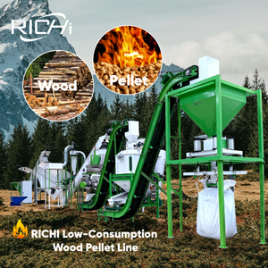 Ligne de production de granulés de bois RICHI 10t 15t 5t 2t par heure - Ligne de production de granulés de bois à haute efficacité, clé en main - Product Image 1