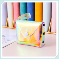 Porte-monnaie laser pas cher, trousse à crayons transparente, porte-cartes, trousse à maquillage, sac de rangement en PVC coloré pour pièces de monnaie, écouteurs, câbles de données