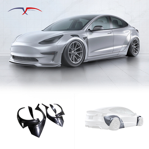 Kit Carrozzeria Larga Adatto per Tesla <span class=keywords><strong>Model</strong></span> 3 Kit Carrozzeria in Fibra di Vetro Passaruota Anteriori e Posteriori Parafanghi Modifica Paraurti Anteriore - Product Image 1
