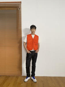 Chaleco de lona reversible informal de otoño con cremallera para hombre, chaleco multibolsillos de pesca de poliéster 100% para exteriores - Product Image 2