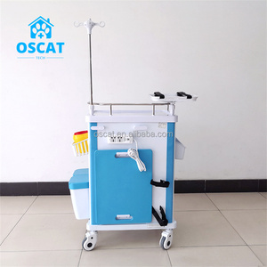 Chariot clinique d'urgence vétérinaire EX-T01 d'OSCAT, chariot d'urgence de chariot de soins infirmiers pour la clinique de vétérinaire