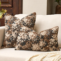 Housses de coussin vintage marron foncé à motifs floraux, coussins décoratifs bohèmes rétro abstraits pour canapé, housses de coussin