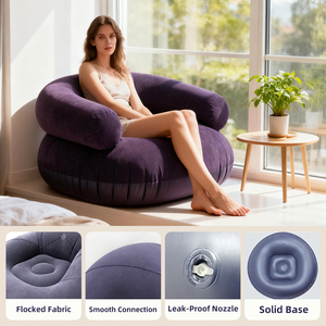 Silla Inflable Portátil de PVC Moderna y Plegable para Uso en Interiores/Exteriores, con Reposabrazos y Respaldo Inflables en Forma de U, Sofá Perezoso - Product Image 3