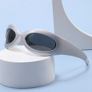Xsy Red Oval Sunglasses <b>Small</b> Frame <b>Mirrored</b> Lens UV400 Protection Sports Eyewear - Product Image 2
