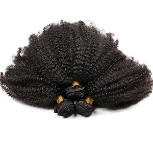 Cabello peludo color natural afro rizado cutícula alineada virgen visón brasileño virgen paquetes de cabello humano proveedor paquetes de tejido - Product Image 5