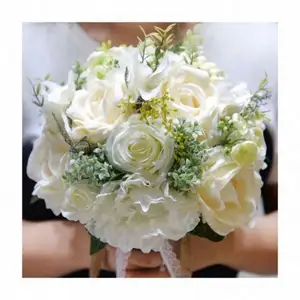 Bunga pernikahan dekorasi hiasan tengah meja 3D Organza Diy dibuat tangan pengantin buatan alami buket tangan pernikahan