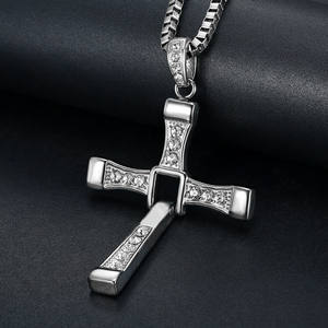 Collier en acier inoxydable 316 avec croix en zircon, bijoux inspirés du <span class=keywords><strong>film</strong></span> Fast and Furious, pendentif croix de Dominic Toretto, collier pour homme - Product Image 2