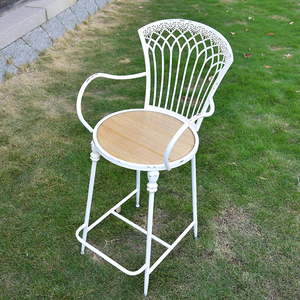 Nordic Style Modern <b>Rustic</b> Wooden Metal Bar Stool High <b>Chair</b> for Home Bar Outdoor Living Room Hotel Use-Eco-friendly - Product Image 1