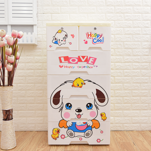 Armoire en <span class=keywords><strong>plastique</strong></span> colorée avec impression de dessins animés, armoire de rangement en <span class=keywords><strong>plastique</strong></span> pour bébé avec tiroirs et verrou - Product Image 6