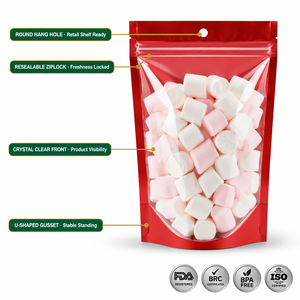 Sachet Doypack Ximu avec fermeture éclair, face transparente colorée et dos en aluminium, pour emballage alimentaire et de snacks, vente en gros usine - Product Image 4