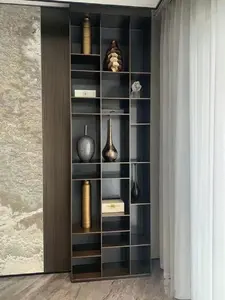 خشب ليد ويسكي بار تخزين النبيذ الحديث الفولاذ المقاوم للصدأ عرض عرض النبيذ - Product Image 4