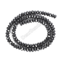 Perles d'hématite noire naturelle en gros, perles d'hématite facettées en forme de rondelle pour la fabrication de bijoux 3mm 4mm 6mm 8mm
