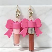 Porte-clés mignon avec capuchon en forme de nœud pour brillant à lèvres, brillant à lèvres végétalien, waterproof, longue tenue, hydratant, huile à lèvres marque privée
