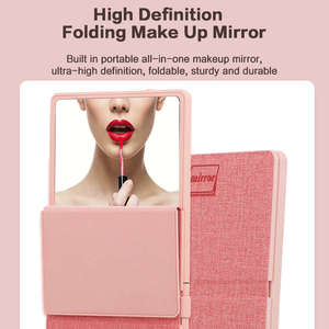 JOMAA Foldable BT Keyboard 58 Keys Pink <b>Wireless</b> keyboard Portable mini keypad for Tablet with Makeup Mirror - Product Image 4