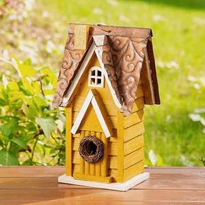 Nichoir de maison de jardin en bois en détresse suspendu - Product Image 3