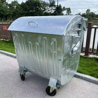 Bacs de stockage de déchets en métal bon marché 1100L capacité bennes à ordures avec roues Structure debout pour la gestion des déchets poubelle