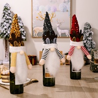 Nouvelle Décoration de Noël Transfrontalière : Capuchon de Bouteille de Vin Gnome à Paillettes Rouge, Jaune et Noir, Style Européen et Américain