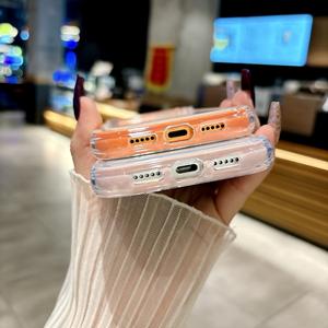 Coque rainurée en TPU 2.0 épaissie pour iPhone 17 Pro, transparente, protection intégrale deux-en-un avec bords colorés pour 12/13/16 - Product Image 4