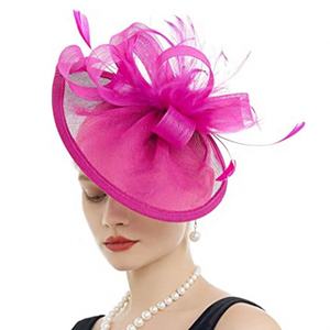 Europeu American Royal Ascot Rose Pink Fascinator Gaze Linho Elegante Headpiece Nupcial <span class=keywords><strong>Prom</strong></span> Cocktail para Senhoras Festival Festa - Product Image 1