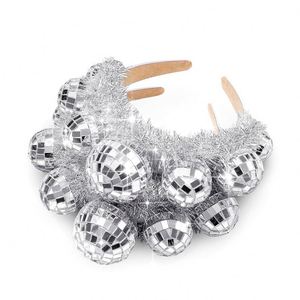 70S Accessories Plastic Party Boppers <b>Headband</b> Vintage Silver Mirror Disco Ball Costume Headpieces - Product Image 3