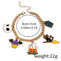 Trendy, goedverkopende dames armband van legering met Halloween fruitbedels en pompoenkop-geestdesign - griezelig kostuumaccessoire
