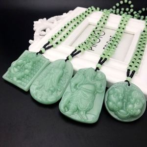 Collier avec pendentif en Jade vert sculpté à la main, Pixiu, amulette chinoise multicolore, bijoux porte-bonheur pour femmes et hommes, cadeau, nouvelle mode - Product Image 3