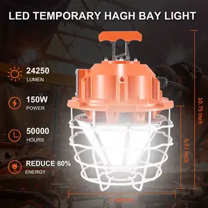 2024 sıcak led geçici çalışma ışıkları 150W 18000 lümen çift su geçirmez IP65 LED çalışma lambası şantiye fabrika aydınlatma
