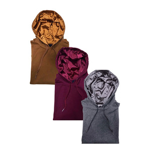 Phụ Nữ Cao Đường Phố Satin Lót Cắt Áo Lông Cừu Vải 80 Cotton 20 Polyester Lụa Lót Hoodies - Product Image 5