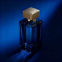 Flacon de parfum en verre transparent noir rectangulaire carré cube rechargeable OEM de luxe avec bouchon doré 50ml 75ml 100ml