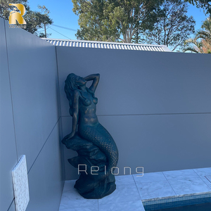 Escultura de Sirena de Bronce Fundido Personalizada RELONG, Tamaño Real para Decoración de Jardín Exterior - Product Image 4