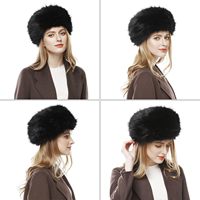 Yihaoyi Otoño Invierno sombrero de piel sintética felpa cálida banda para la cabeza visera tocado mujeres moda Color puro sombrero para clima frío