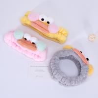 Bandeau en peluche personnalisé avec logo, motif bouche mignonne, en flanelle, pour le lavage du visage, style coréen, maquillage, multicolore, motif lèvres en forme de saucisse