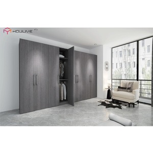 Armoire de chambre à coucher en mélamine couleur bois, belle couleur, pour projets d'appartements - Product Image 1