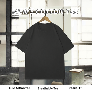 Camiseta de Manga Corta para Hombre, Cuello Redondo, Color Sólido, Corte Regular, Tejido de Algodón, Informal, para Uso Diario - Product Image 2