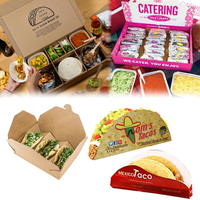 Boîtes à tacos jetables personnalisées avec logo pour restaurant, emballage alimentaire à emporter, support de tacos, conteneur pour tacos à emporter