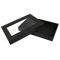 T-shirt de luxe pour hommes, boîte cadeau, gris noir rigide, emballage en papier clair, boîtes cadeaux avec fenêtre transparente, couvercle, boîte à cadeaux