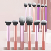 Ensemble de 12 pinceaux de maquillage professionnels à manche long en fibres synthétiques, en forme d'arc, kit complet de pinceaux de maquillage, y compris des pinceaux à poudre
