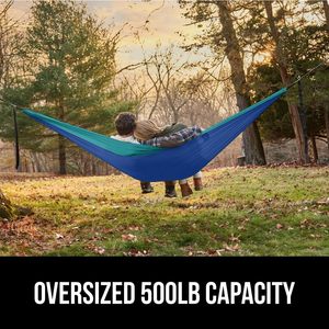 Hamac de camping en nylon <span class=keywords><strong>parachute</strong></span> durable Goodwin avec logo personnalisé, simple ou double, bleu, rouge, noir, avec sangles d'arbre robustes - Product Image 3