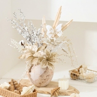Poinsettia artificielle en velours à bordure dorée scintillante de 30 cm, nouvelle fleur étoile de Noël 2026 pour la décoration de l'arbre de Noël, de la table et de la maison