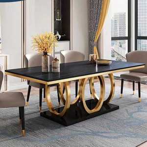 Table de salle à <span class=keywords><strong>manger</strong></span> italienne en marbre 6 places meubles de maison ensemble de table à <span class=keywords><strong>manger</strong></span> moderne en métal de luxe pour 4 personnes - Product Image 2