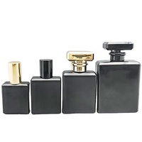 Bouteilles de parfum en spray noir vides 20 ml 30 ml 50 ml 100 ml Bouteilles en verre d'atomiseur de parfum rectangle avec couvercle noir