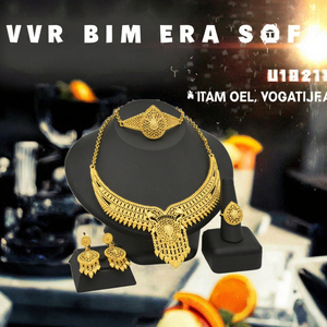 Twini Gold Plated Indian Nigerian Fashion Jewelry Bridal Necklace Earrings Rings <b>Bracelets</b> <b>Set</b> for Wedding or Gift - Product Image 3