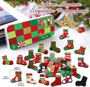 Aimants de réfrigérateur modernes en résine écologique en forme de chaussette de Noël, emballage individuel, compatibles lave-vaisselle, pour tableau blanc magnétique - Product Image 2