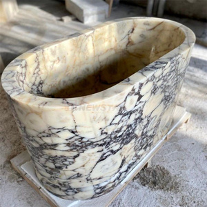 Newstar Calacatta Viola marmo Freestanding marmo <span class=keywords><strong>vasca</strong></span> da bagno in pietra naturale <span class=keywords><strong>vasca</strong></span> da bagno in marmo bianco - Product Image 2