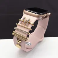 JW04 Aksesori DIY untuk Jam Tangan Apple 6 Gelang Silikon Logam untuk Dekorasi Gelang Jam Apple untuk Jam Samsung Galaxy Silikon
