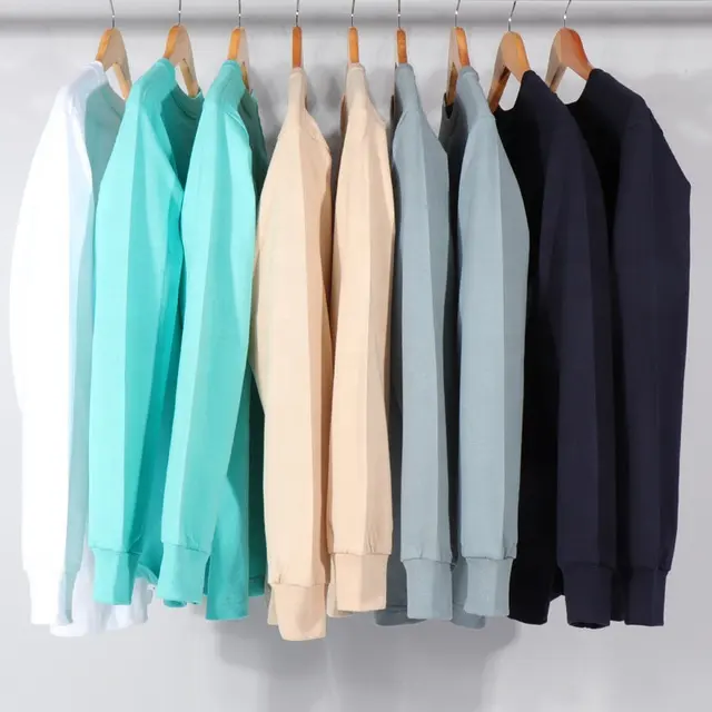 fashion high quality 250gsm plain blank loose long-sleeved men's T-shirts