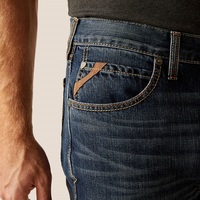 Jeans brodés bleus personnalisés de coupe de botte de Western décontracté foncé des hommes