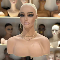 Busto de Maniquí Realista Negro Marrón, Cabeza de Maniquí Femenina, Soporte para Peluca, Cabeza de Maniquí de Exhibición