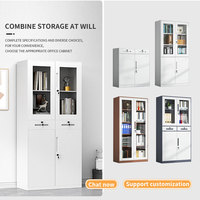 Archivador moderno de acero con cerradura de 5 cajones, estantes ajustables, corto y fino con puerta para almacenamiento de muebles de oficina