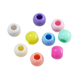 Perles rondes en acrylique 10 mm, couleur macaron, grand trou, fournitures de bricolage pour la création de bijoux pour enfants - Product Image 5
